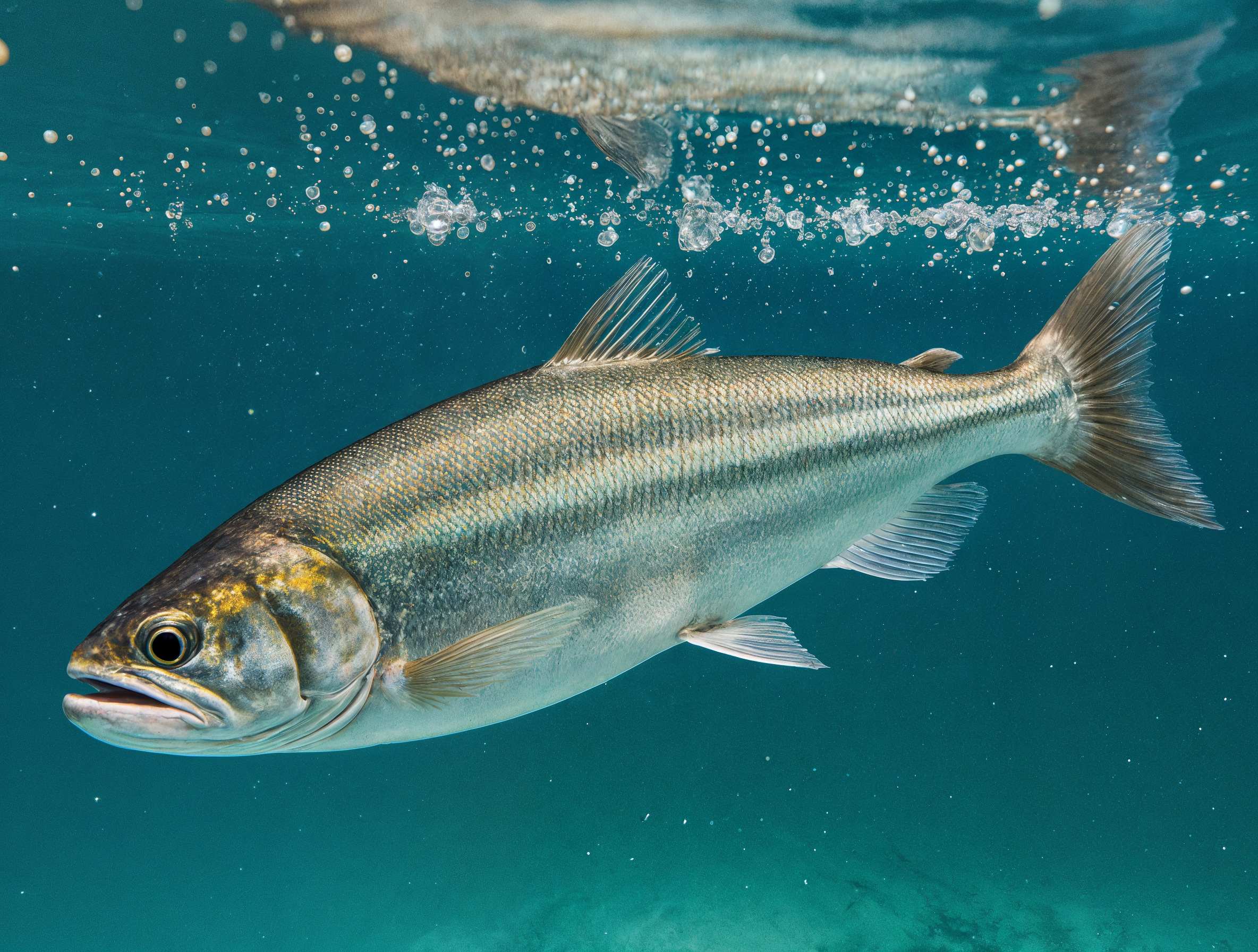Healthy salmon swimming
